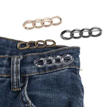 1 пара брюк пуговицы джинсовые затяжки пряжки для свободного поворота цепочка талия регулируемые аксессуары практичные Изображение