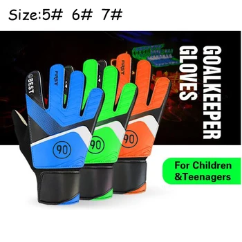 1 пара износостойкие детские вратарские перчатки латексные запястья противоскользящая защита пальцев футбольные футбольные перчатки для детей и мальчиков Изображение