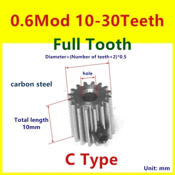 1 шт. 0,6 мод Полные зубья 10T 15T 25T углеродистая сталь 4OCr прецизионная цилиндрическая цилиндрическая прямозубая шестерня Аксессуары для трансмиссии 0,6 м Тип C Изображение