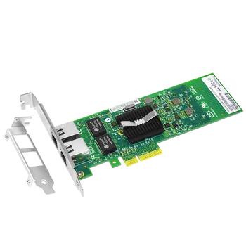 10/100/1000 Мбит/с Сетевая карта PCIE x4 2x порта RJ45 1G NIC PCI-E Lan Gigabit Ethernet Серверный адаптер 82576 Изображение