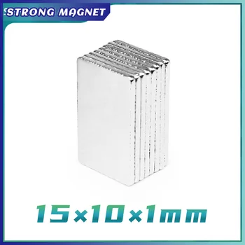 10-400 шт. 15x10x1 мм квадрат сверхсильные мощные магниты N35 Толстый блок Постоянный магнит 15x10x1 Неодимовый магнит 15 * 10 * 1 Изображение