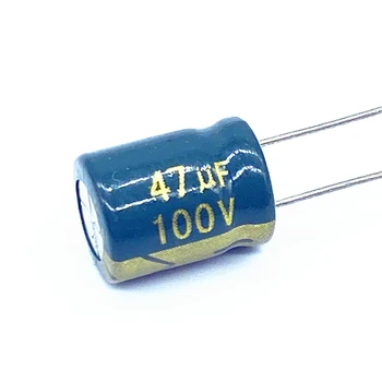  10 шт./лот высокочастотный низкоимпедансный алюминиевый электролитический конденсатор 100 В 47 мкФ размер 8 * 12 47 мкФ 20% Изображение