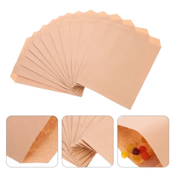 100 шт. Крафт-бумажный пакет Мешочек для хранения конфет Пакеты для упаковки хлеба Кондитерские коричневые пекарни Изображение