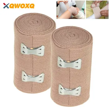 1Roll Premium Elastic Bandage Wrap - Сильная компрессионная повязка с дополнительными зажимами для занятий спортом, растяжений, запястья, голеностопного сустава и стопы Изображение