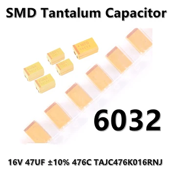  (2 шт.) Оригинальный 6032 (тип C) 16 В 47 мкФ ±10% 476C TAJC476K016RNJ SMD танталовый конденсатор Изображение