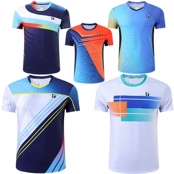 2022 Новая теннисная футболка для мужчин, женщин, детей, спортивная одежда, быстросохнущие теннисные топ-рубашки для девочек, бадминтон TShirt рубашки для настольного тенниса Изображение