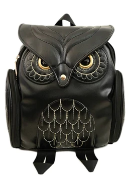 2023 Модный женский рюкзак Новейший стильный Cool Black PU Leather Owl Female Hot Sale сумка через плечо школьные сумки Изображение