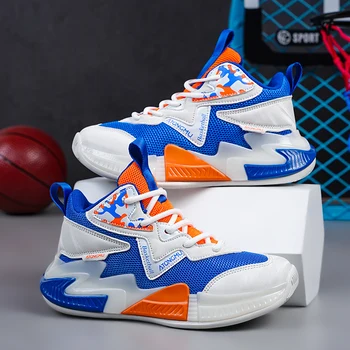 2023 Новая детская брендовая баскетбольная спортивная обувь Спортивная обувь для мальчиков и девочек нескользящая дышащая высококачественная спортивная обувь Изображение
