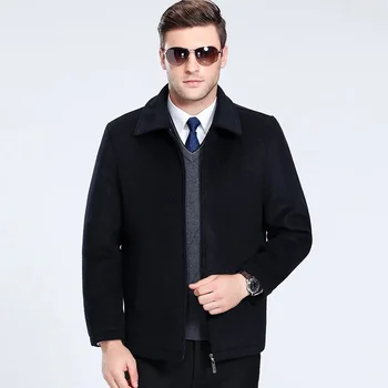 2024 65% шерстяные пальто для мужчин Осенне-зимняя куртка Планка на молнии Мужское кашемировое шерстяное пальто Мужская одежда Abrigos Hombre FCY4708 Изображение