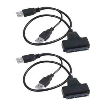 2X USB2.0 - SATA Переходной кабель 48 см для 2,5-дюймового внешнего твердотельного накопителя HDD Изображение