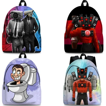 3D Skibidi Туалетные рюкзаки для девочек-подростков Titans TV Man Bookbag Speakerman Детские школьные сумки Рюкзак для ноутбука Дорожный рюкзак Изображение
