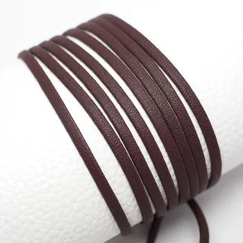 3x1,3 мм коричневый мягкий кожаный шнур, тонкая текстура личи прошитые кожаные полоски, ремни талия цепь браслет ожерелье серьги изготовление Изображение