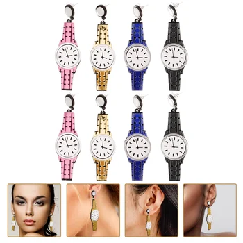 4 пары декоративных часов в форме серег часы подвески серьги женские ушные подвески Изображение