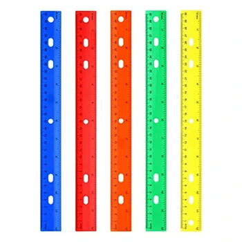 5 шт. 5 видов инструментов для измерения цвета Прямая пластиковая линейка для детских школьных канцелярских принадлежностей Изображение