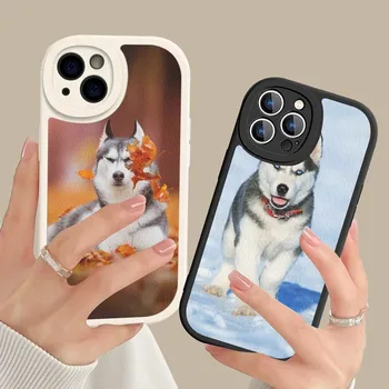 Animal Dog Husky Чехол для телефона Жесткая кожа для IPhone 14 13 12 Mini 11 14 Pro Max Xs X Xr 7 8 Plus Fundas Изображение