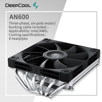 DEEPCOOL AN600 6 Тепловая трубка Прессующий вниз Радиатор воздушного охлаждения процессора 120 мм Вентилятор охлаждения без звука для Intel LGA1700 1200 115X AM5 AM4 Изображение