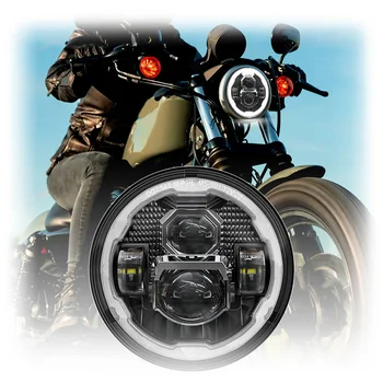 DOT Emark Мотоциклетная фара 12 В 7 дюймов Круглый светодиодный прожектор Фара Мотоциклетная система освещения для мотоциклетной фары Изображение