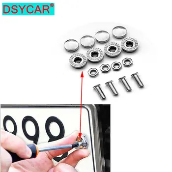 DSYCAR 1 комплект хромированных противоугонных винтов Болты для номерного знака автомобиля Винты рамы Изображение