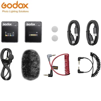 Godox MoveLink II M1 Компактная беспроводная микрофонная система для камер и смартфонов с 3,5 мм (2,4 ГГц, черная) Изображение