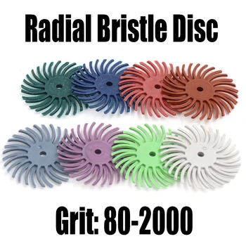 Grit 80-2000 Радиальный щетинный диск Шлифовальная головка Абразивная щетка Полировальная головка Вращающийся инструмент Dremel для резьбы / оливкового ядра Изображение