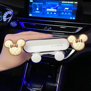 Kawaii Disney Микки Высококачественная автомобильная подставка для телефона Выдвижная автомобильная вентиляционная навигация Фиксированная подставка Автомобильные аксессуары Внутреннее пространство Изображение