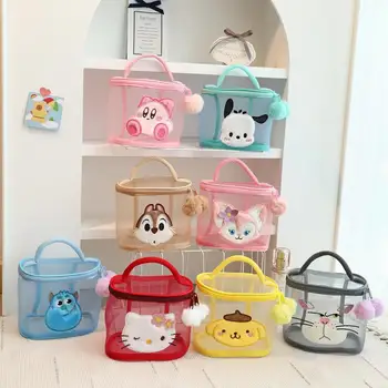Kawaii Sanrio Hello Kitty Pochacco Pochacco Pom Pom Purin Cartoon Симпатичная косметичка большой емкости Портативная дорожная сумка для стирки Коробка для хранения Изображение