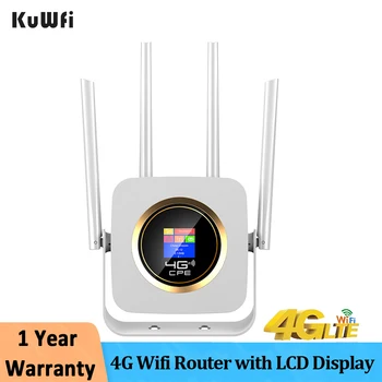KuWfi 4G WIFI Маршрутизатор 300 Мбит/с Беспроводной CPE Маршрутизатор 3G 4G SIM Wi-Fi Router с RJ45 WAN LAN Port High Gain 4 Антенна для IP-камеры Изображение