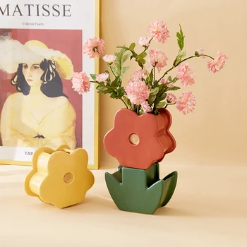Morandi Керамические вазы Скандинавские украшения для дома Ремесла Эстетические идеи для гостиной Искусство сращивания для гидропонного цветка Декоративные Изображение