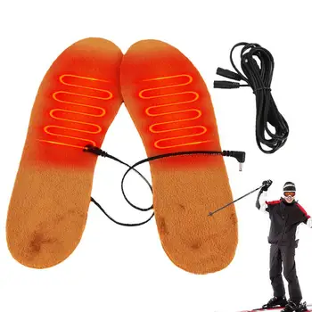 NEW USB Подогреваемые стельки для обуви Электрическая подогревающая подушка для ног Грелка для ног Коврик для носков Зимняя стелька на открытом воздухе Стелька с подогревом Зимняя теплая Изображение