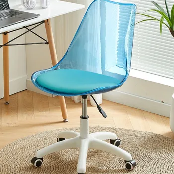Nordic Acrylic Transparent Makeup Chair Спинка кабинета Спинка стула Вращающийся стул Комод Офисные стулья Спальня Офисные стулья Мебель Изображение