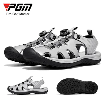 PGM Мужская обувь для гольфа Летние сандалии Противоскользящие шпильки Супер дышащая обувь Шнурки XZ265 Изображение