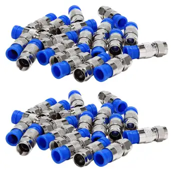 Rg6 F Тип Разъем Коаксиальный коаксиальный компрессионный фитинг, 40 шт. (синий) Изображение