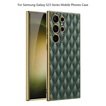 S23 Series Чехол Роскошная кожаная мягкая оболочка для Samsung Galaxy S23 Plus Ultra 5G Чехол для телефона Поддержка беспроводной зарядки Чехол Fundas Изображение