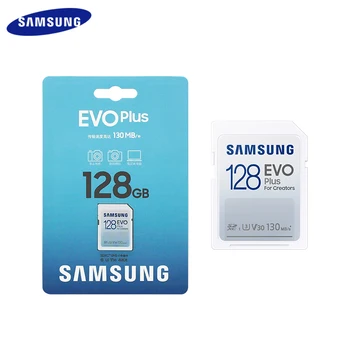 Samsung EVO Plus SD-карта 32 ГБ SDHC V10 C10 64 ГБ U1 128 ГБ 256 ГБ SDXC V30 U3 Скорость передачи данных до 130 МБ/с Карта памяти для камеры Изображение