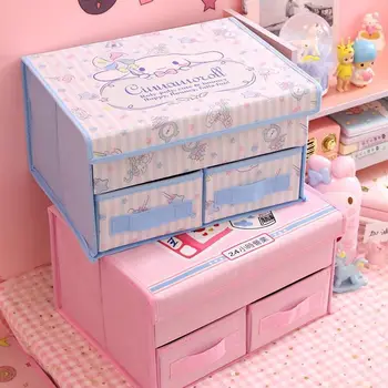 Sanrio Kawaii Cinnamoroll Настольная коробка для хранения My Melody Cartoon Anime Drawer Style Нижнее белье Коробка для хранения Девочки Рождественские подарки Изображение