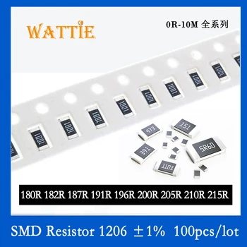 SMD Резистор 1206 1% 180R 182R 187R 191R 196R 200R 205R 210R 215R 100PC/лот Чип-резисторы 1/4 Вт 3,2 мм * 1,6 мм Изображение