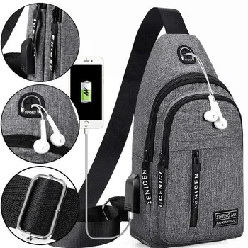 Travel Мужские сумки для гольфа USB Нагрудная сумка Дизайнерский мессенджер Сумки через плечо Водонепроницаемая сумка через плечо Диагональный пакет Спортивная спина Изображение