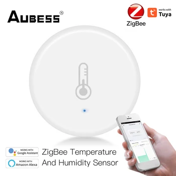 Tuya Smart Smart Датчик температуры и влажности Безопасность с питанием от батареи с приложением Tuya Smart Life Alexa Изображение