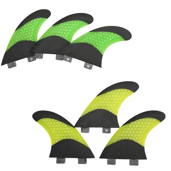 UPSURF FCS G5/G7 Ласты для доски для серфинга 3 штуки в комплекте Стекловолокно Quilhas Double Tabs Сотовая короткая доска Ласты Аксессуары для серфинга Изображение