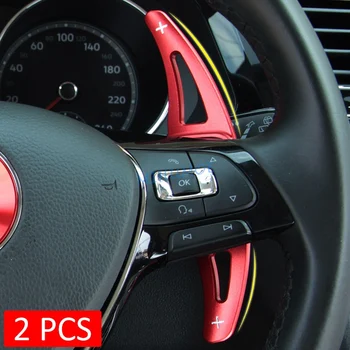 Алюминиевые аксессуары для удлинения подрулевого переключателя рулевого колеса для VW Golf MK8 Taigo T-Cross T-ROC Passat Touareg Tiguan Red Изображение