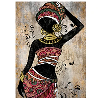 Африканские девушки 5D Сделай сам Алмазная живопись Полная алмазная вышивка Мозаика Черная женщина Горный хрусталь Мозаика Картина Этническое искусство Декор Изображение