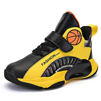 Баскетбольная обувь для мальчиков Мода Удобная повседневная обувь Девочки Дышащие теннисные кроссовки для детей 30-40 размеров Изображение