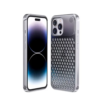Бескаркасный полый чехол для рассеивания тепла из алюминиевого сплава для IPhone 15 14 13 12 Pro Max Apple 14Plus 13Plus Luxury Shockroof Cover Изображение