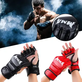 Боксерские тренировочные перчатки на полпальца Муай Тай Кикбоксинг Перчатки для грэпплинга Боевые соревнования Sanda Sport E3t3 Изображение