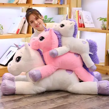 Большой размер Милый Единорог Плюшевые Игрушки Розовый Белый Лошадь Мягкая Кукла Мягкая Игрушка Большого Размера Игрушки Для Детей Подарок На День Рождения Изображение