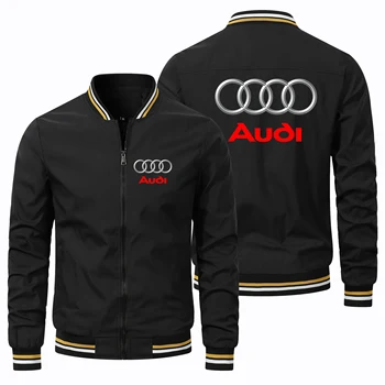 Весна Осень Новая Мотоциклетная Куртка Audi A6 A8 Q5 Q7 RS Логотип Печать Куртка Мода Байкер Куртка Гоночная Форма Мужчины Audi Одежда Изображение