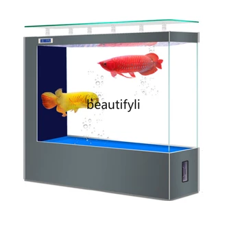 Гостиная Средние и большие домашние подзоны Экраны Супер белый стеклянный пол Экологический аквариум с рыбным глобусом Изображение