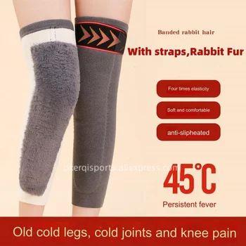  Зимние теплые наколенники поддерживают фиксацию температуры скоба для предотвращения холода для спортивных наколенников для защиты ног кролика Изображение