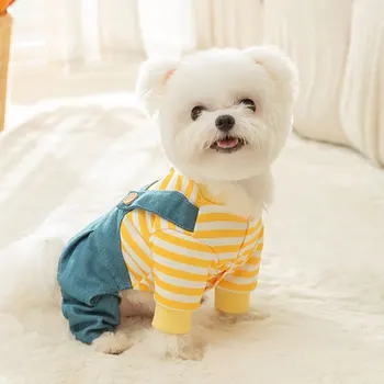 Зимняя собака Штаны с ремешком на четырех ногах Щенок Цельный белый медведь Вышитая одежда для домашних животных Тедди Теплый костюм Одежда XS-XL Изображение