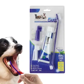  Зубные щетки для собак и зубная паста Набор зубных щеток для домашних животных Товары для домашних животных Щенки Essentials Зубная щетка и зубная паста для домашнего питомца Изображение